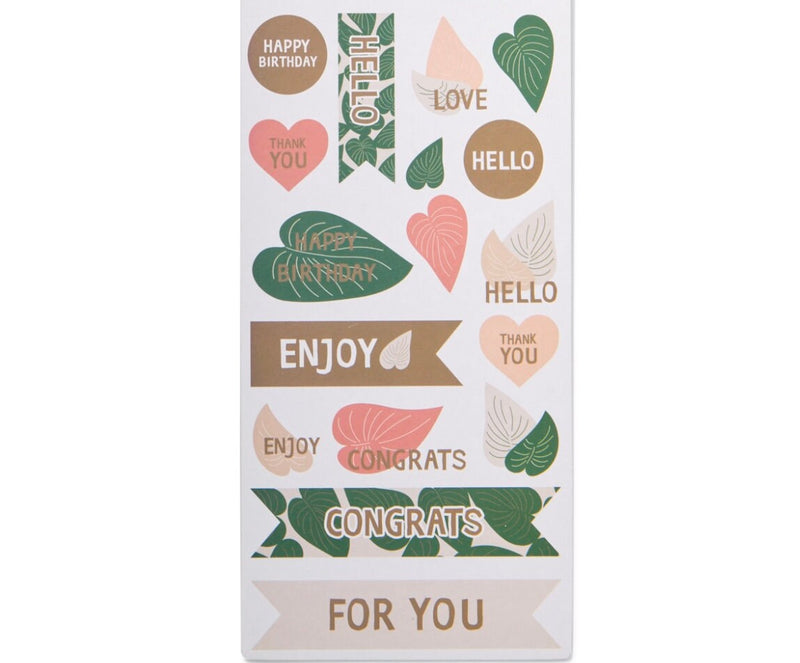 16 Plants & Flowers Themed Stickers Birthday and Thank You Stickers, Botanical Tropical Leaves Houseplants Scrapbooking Decoration DIY