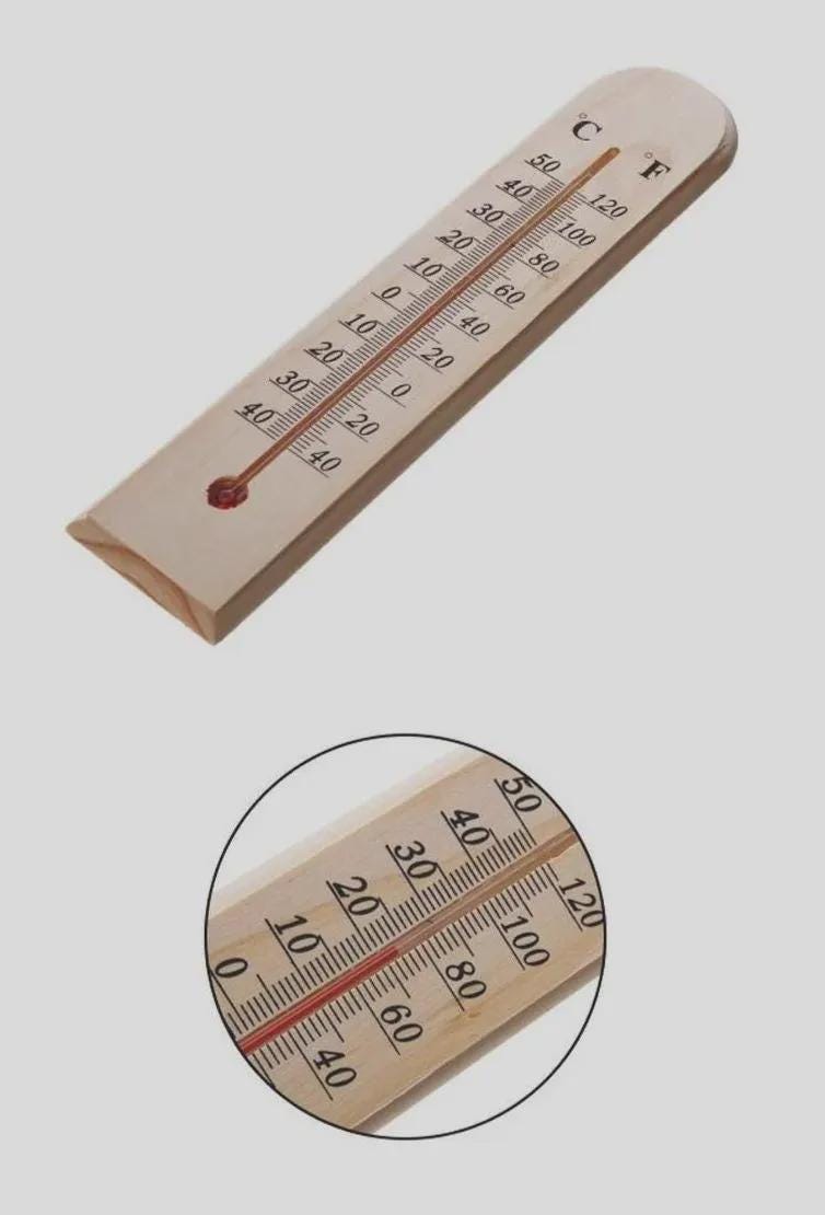 Wooden Wall Thermometer: in Celsius and Fahrenheit, Vintage Looking Gardening Tool for indoors and outdoors, Light Wood or Dark Wood