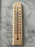 Wooden Wall Thermometer: in Celsius and Fahrenheit, Vintage Looking Gardening Tool for indoors and outdoors, Light Wood or Dark Wood