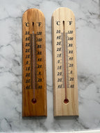 Wooden Wall Thermometer: in Celsius and Fahrenheit, Vintage Looking Gardening Tool for indoors and outdoors, Light Wood or Dark Wood